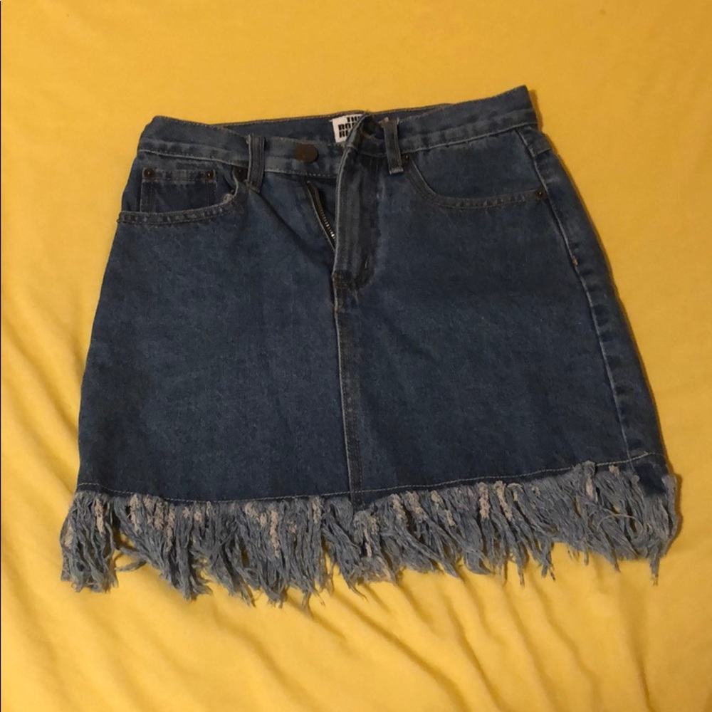 Fringed Denim Skirt